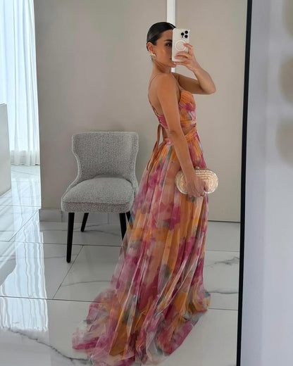 Chloé - Maxi sukienka urokliwa z kwiatowym nadrukiem